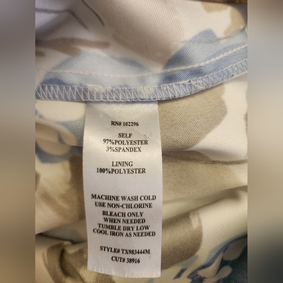 Connected Apparel Blue and Brown Floral Midi Dress Sz 12 - Picture 8 of 8